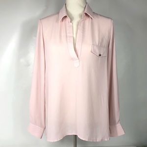 Bellatrix pastel pink top V neck, WOMNS BLOUSE sheer size Xsmall